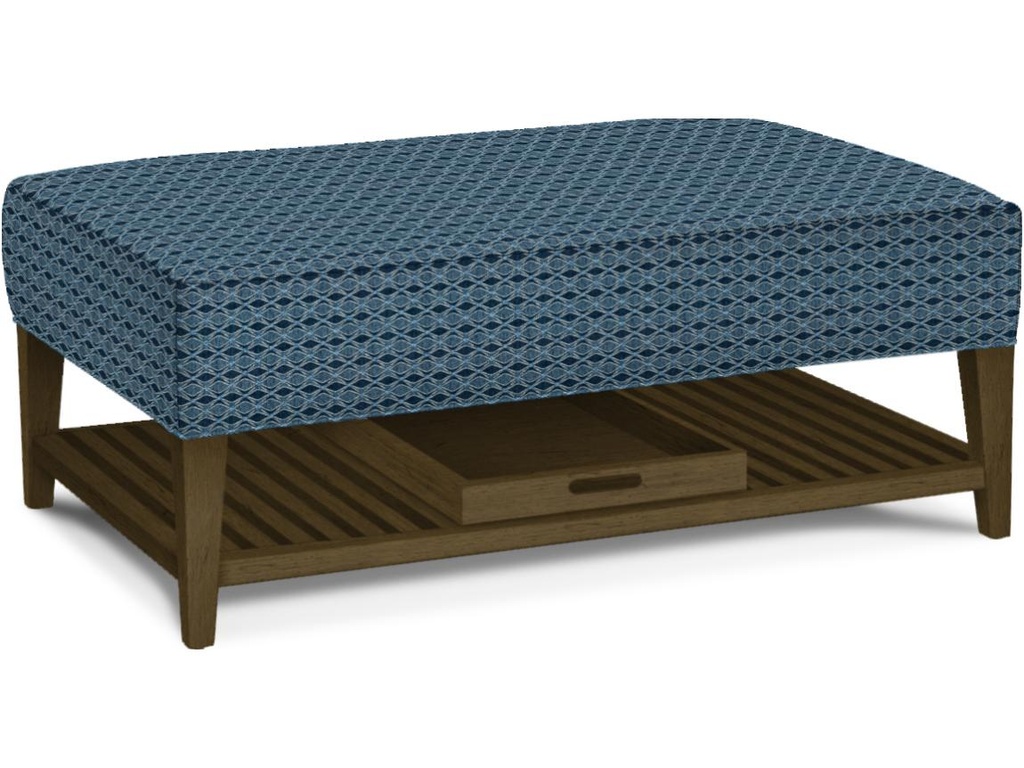 Cocktail Ottoman with Shelf and Tray