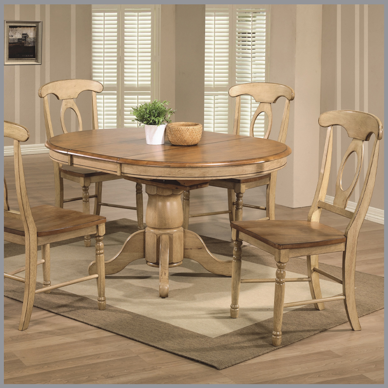 Quails Run 42″ Round Pedestal Table w/ 15″ Leaf