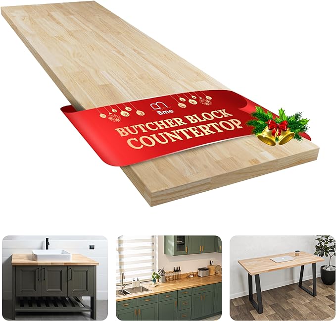 Solid Wood Butcher Block Countertop, 4ft L x 25ft W, 1.5in Thick