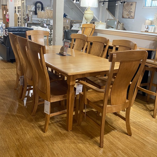 [FURN_8291] Rectangular 42″ x 66″ Leg Table with 1/18″ Leaf,  2 Arm Chairs, and 6 Side Chairs