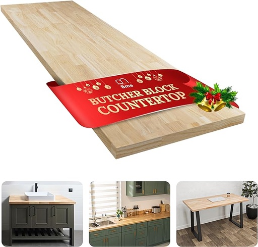 Solid Wood Butcher Block Countertop, 4ft L x 25ft W, 1.5in Thick